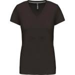 Kariban v-neck k381 / Дамска тениска с къс ръкав - тъмно каки l (20k38107203)