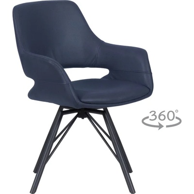 Carmen Трапезен стол Carmen DEVON X, до 100kg, дамаска, прахово боядисана метална база, въртене на 360°, тъмносин (bt-3532096)