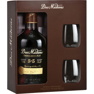 Dos Maderas 5y + 5y 40 % 0,7 l (dárčekové balenie 2 poháre)