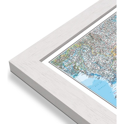 National Geographic Jihovýchodní Asie - nástěnná mapa 97 x 82 cm Varianta: mapa v dřevěném rámu, Provedení: Pegi bílý