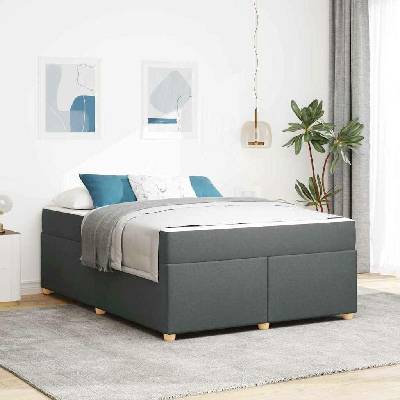 zahrada-XL 3399364 Rám postele s matrací Tmavě šedá textil