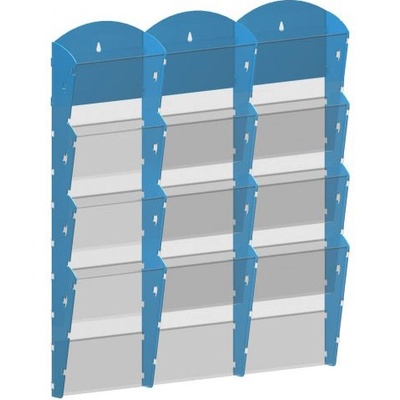 Corping Nástěnný plastový zásobník na prospekty - 4 x 3 A5, modrý – Zboží Mobilmania