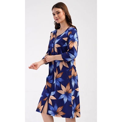 Dámské domácí šaty s tříčtvrtečním rukávem Sára tmavě modrá