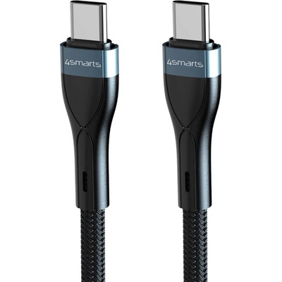 USB-C Кабел за iPhone, 4Smarts PremiumCord USB-C to USB-C 60W 1m, Черен (540429)