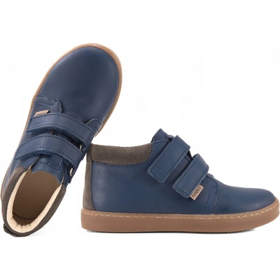 Kožené podzimní boty na suchý zip ameko teo-granátové