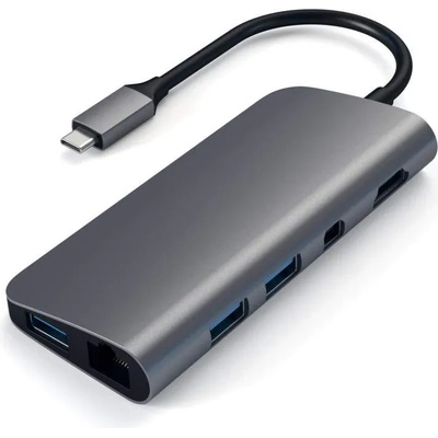Satechi USB-C Multimedia Adapter - мултифункционален хъб за свързване на допълнителна периферия за MacBook Pro (тъмносив)