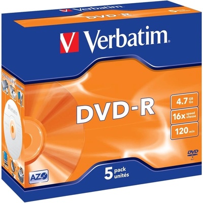 Verbatim Оптичен носител DVD-R 4.7GB, Verbatim 43519, 16x, 5бр (43519)