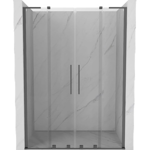 Mexen Velar L Duo плъзгащи се душ врати 140 см, прозрачни, gun metal - 871-140-003-02-95 (871-140-003-02-95)
