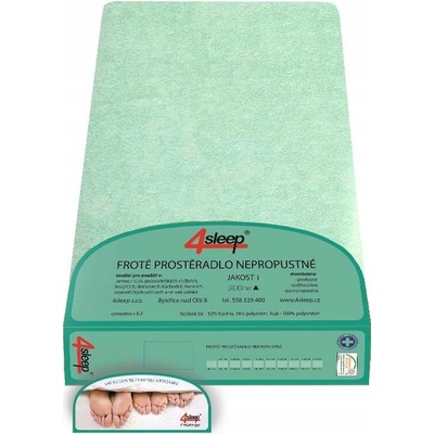 Nepropustné prostěradlo froté s gumou zelené 90x200