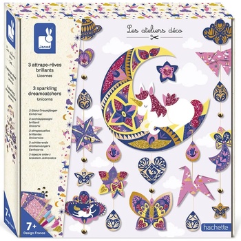 Janod Творчески комплект Janod - Kапан за сънища, еднорози, 3 броя (J07803)