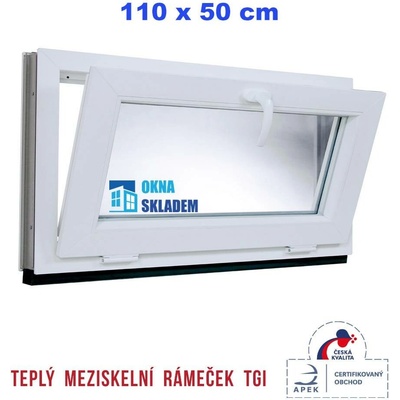 ERKADO Plastové okno 1100 x 500 mm sklopné, Bílé / Antracit