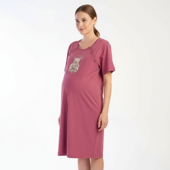 Нощница за кърмачки в наситено розово с мечета