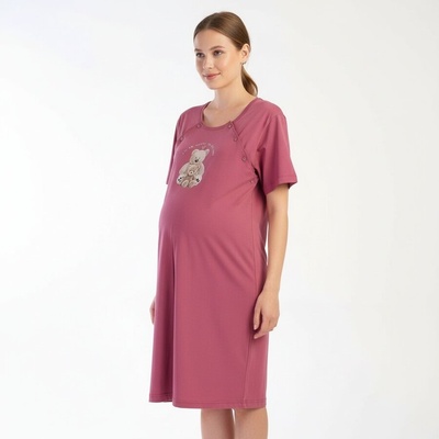 Нощница за кърмачки в наситено розово с мечета