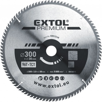 EXTOL PREMIUM pilový kotouč s SK plátky, 300x2,2x30mm, 96T, šířka SK plátků 3,2mm