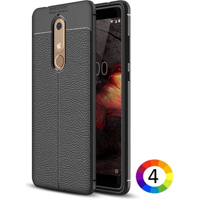 Nokia 5.1 Удароустойчив Litchi Skin Калъф и Протектор