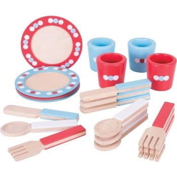 Bigjigs Toys - Детски дървен сервиз за храна (BJ617)