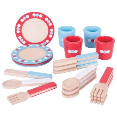 Bigjigs Toys - Детски дървен сервиз за храна (BJ617)