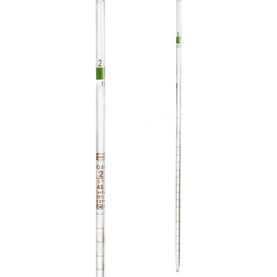 Vícedimenzionální pipeta, 0,1 ml (0,01 ml), třída AS, hnědá stupnice, s certifikátem – GLASSCO