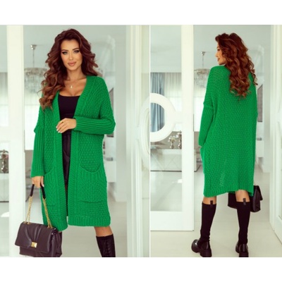 Fashionweek Luxusní pletený kabát cardigan s kapsami JK-BERTA Zelená