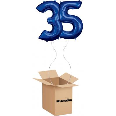 HeliumKing Balónový box Narodeninové číslo 35 modré 86 cm