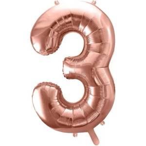 Party Deco Фолиев Балон Цифра, Розово Злато - 86см - 3 (fb1m-3-019r)