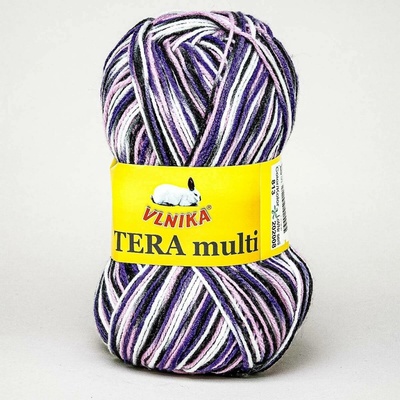 Pletací příze Vlnika TERA MULTI 813 fialová, melírovaná, 100g/300m