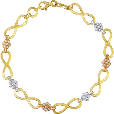 Silvego Zlatý náramek Alivea ze žlutého, bílého, růžového zlata a Brilliance Zirconia - 5,8 mm FNN1834BGYWR
