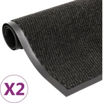 vidaXL Правоъгълни изтривалки 2 бр усукани влакна 40x60 см черни (3051602)