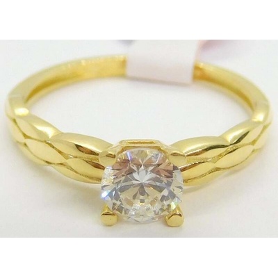 Klenoty Budín Zásnubní dámský zlatý prsten s čirým zirkonem HK1179