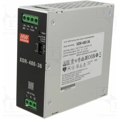MEAN WELL XDR-480-36 Napájecí zdroj: spínaný; na lištu DIN; 480W; 36VDC; 0÷13,3A; OUT: 1