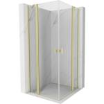 Mexen Mist Duo кабина за душ със сгъваеми врати 85 x 85 см, прозрачна, златно матова - 8A4-085-085-55-00 (8A4-085-085-55-00)
