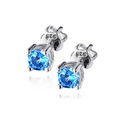 Nubis stříbrné náušnice s tyrkysově modrými zirkony NB-3759-Q