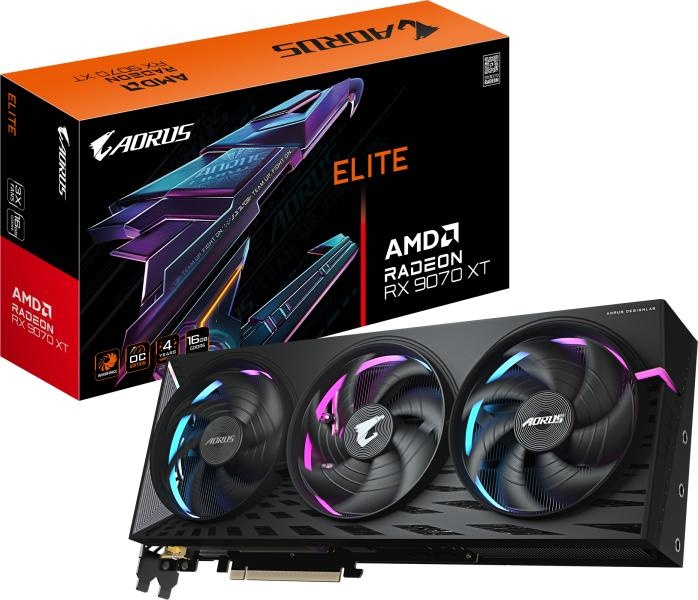 GIGABYTE Radeon RX 9070 XT AORUS ELITE OC 16GB (GV-R9070XTAORUS E-16GD)