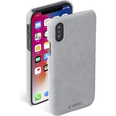 Krusell Broby Cover Case - велурен кейс за iPhone XS, iPhone X (сив)