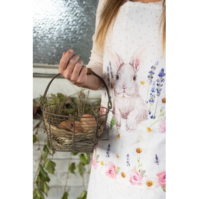 Clayre & Eef Kuchyňská zástěra Lavander Fields s králíčkem 70x85 cm