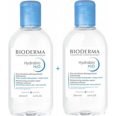 Bioderma Hydrabio H2O Festival čistiaca a odličovacia pleťová voda na citlivú pleť 2 x 250 ml darčeková sada