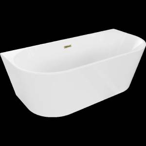 Mexen Oval самостоятелна вана за стена 170 x 80 см, бяла, преливник златен (52671708000-50)