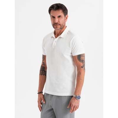 Ombre Clothing Памучна поло тениска от пике плетка - кремава Ombre Clothing | Byal | МЪЖЕ | M