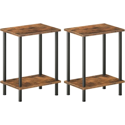 Hoobro Комплект две помощни маси кафяво рустик / черно