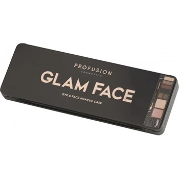 Profusion Cosmetics Glam Face Eye & Face Makeup Case - Палитра с грим за очи и скули - сенки, пудра хайлайтър, руж и четки