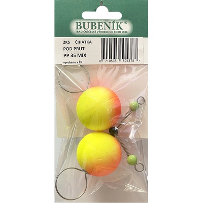 Bubeník číhátko pod prut 35mm 2ks barva žlutá červená