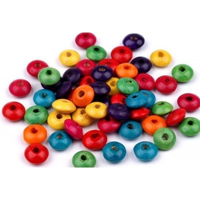Dřevěný korálek - Lakovaný disk 5x10mm 100Ks - Barevný mix světlý