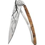 DEEJO 1cc514 tattoo serration brown / Ултралеко джобно ножче с алуминиева дръжка и частично назъбено острие (1cc514)