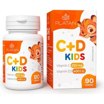 Platan Vitamín C + Vitamín D Kids 90 cmúľacích tabliet