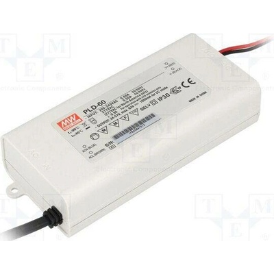 MEAN WELL PLD-60-2400B Napájecí zdroj: spínaný; LED; 60W; 15÷25VDC; 2400mA; 180÷295VAC