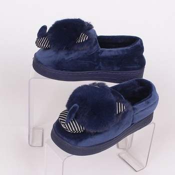 Детски плюшени пантофки в тъмносин цвят с коте