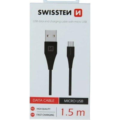 Swissten 46013 Micro USB + USB 1,5m černý
