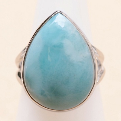 Nefertitis Larimar prsten stříbro LOT397