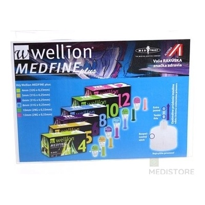 MED TRUST Handelsges. m. b. H. Wellion MEDFINE plus Penneedles 12 mm ihla na aplikáciu inzulínu pomocou pera 100 ks + nádoba na použité ihly 1 set