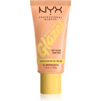 NYX Cosmetics Buttermelt Glaze озаряващ тониращ флуид SPF 30 цвят 01 Whipped Butta 30ml
